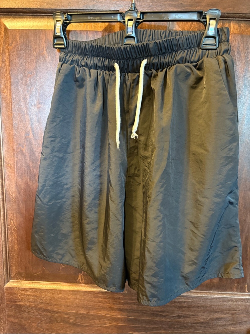 ROMWE Black Athletic Shorts with White Drawstring